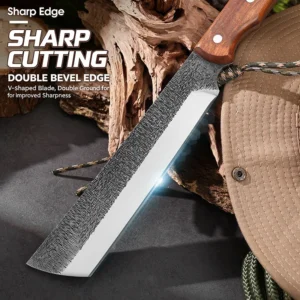 Durable Large-sized Straight Knife Wholesale Custom Carving Camping Hunting Outdoor Fixed Blade Knife Nylon Sheath