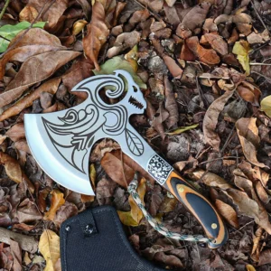 Stainless Steel Wide Camping Hatchet Hatchet Double Edge Tomahawk Color Wood Handle Hand Axe with Nylon Sheath product view 2
