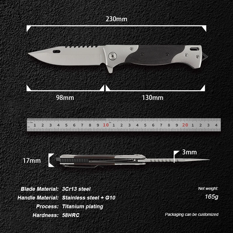 2026 Wholesale Customization 3Cr13 Steel Outdoor Folding Survival Knife Camping Hunting Pocket Knife G10 Handle Knife - product view 2
