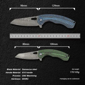 2026 New Damascus Folding Knife 60 HRC Pocket EDC Outdoor Knife for Camping Hiking and Everyday Carry OEM Wholesale Manufacturer - product view 2