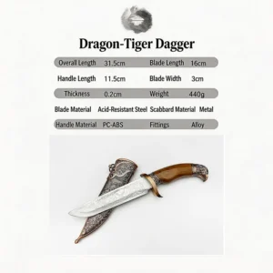 2026 New Arrival 310mm Oriental Dragon Decorative Short Sword Antique Tanto Knife with PC-ABS Handle