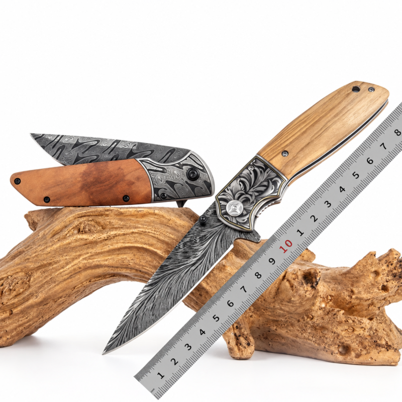 Hot Sale Wholesale Custom 3D Printing Steel Blade Olive Wooden Handle EDC Outdoor Pocket Camping Folding Knife product view 1