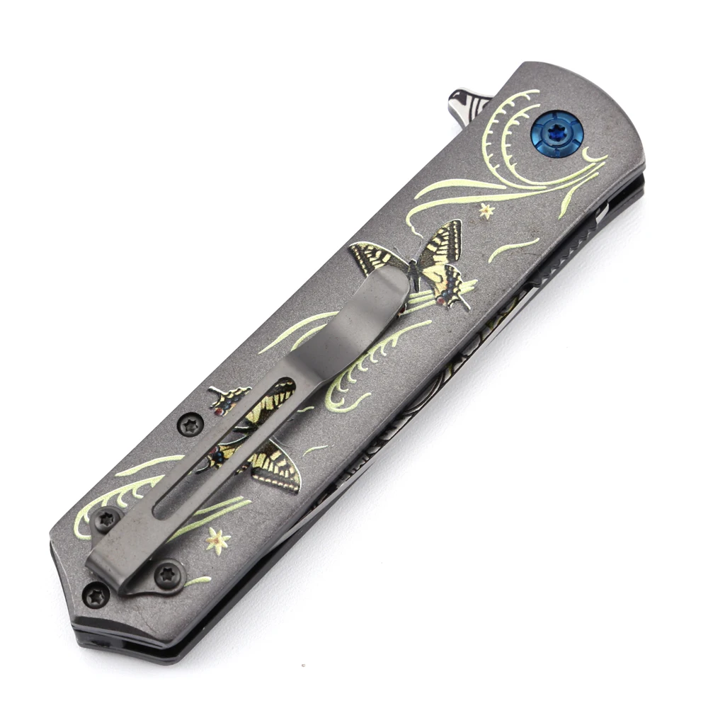 High Quality Custom 3D Printed Skeleton Pattern Pocket Knife Handmade Outdoor Folding Design for Wholesale product view 4