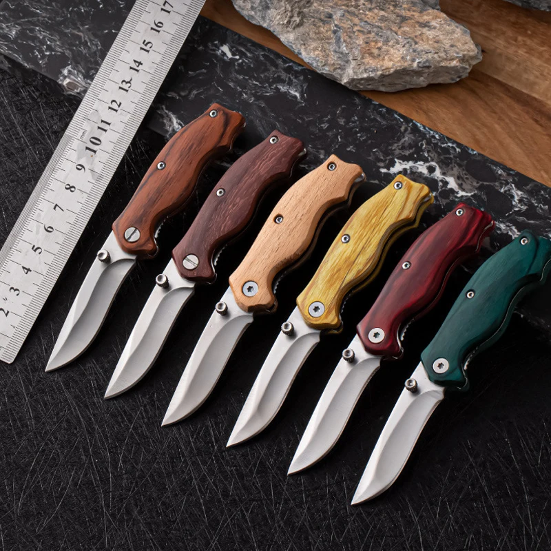 Various Color Diamond Wood Handle 3cr13 Small Pocket Knife Fruit Paring Mini Folding Knife Promotion Gifts Outdoor Knife Set - product view 4