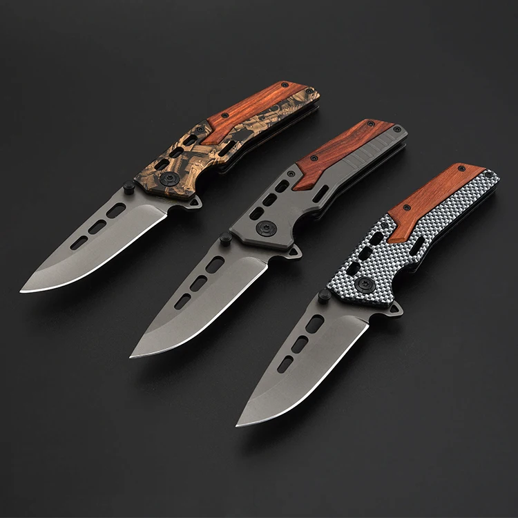 3pcs Camo Covered Outdoor Camping Pocket Folding Knife Customizable Grade DIY product view 4