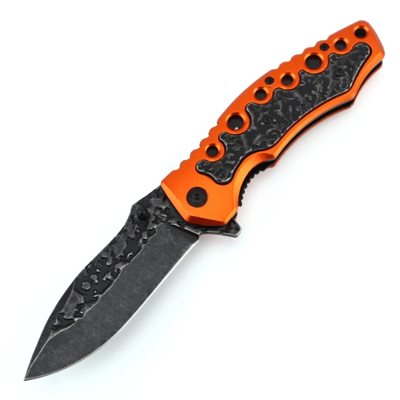 Orange Handled Pakistan Handmade Knives for Camping Outdoor Foldable Pocket Folding DIY Grade Customizable product view 1