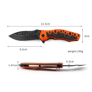 Orange Handled Pakistan Handmade Knives for Camping Outdoor Foldable Pocket Folding DIY Grade Customizable product view 2