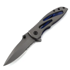 Pakistan Stainless Steel Chinese EDC Outdoor Pocket Handmade Knife with Blue Window Handle product view 1