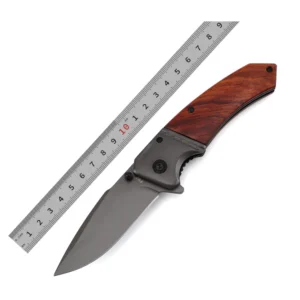 Camping Zubehör Red Wood Handle Titaniums Outdoor Handmade Knives Folding Pocket product view 1