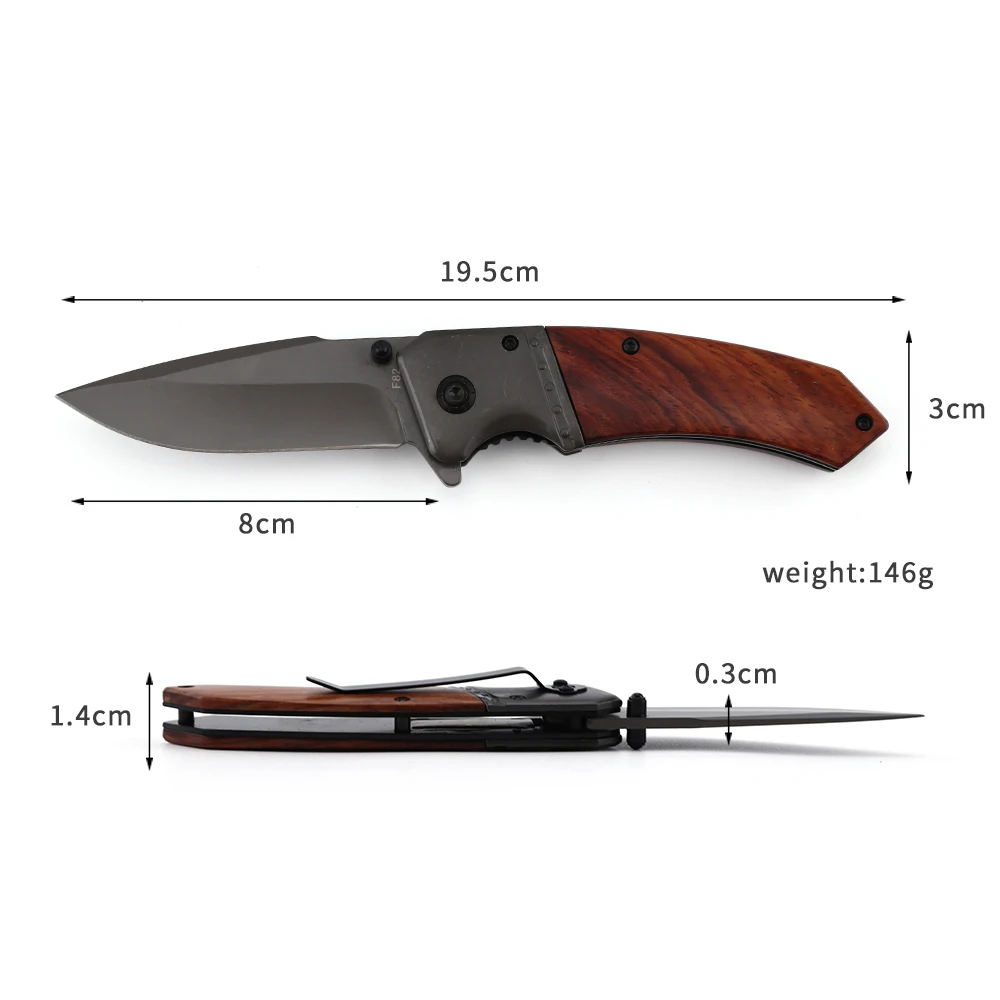 Camping Accessories Red Wood Handle Titaniums Outdoor Handmade Knives Folding Pocket product view 2