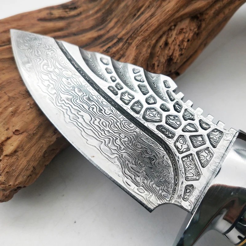 Small Straight Steel Fixed Blade China Pakistan Handmade Damascus Hunting Knife - product view 2