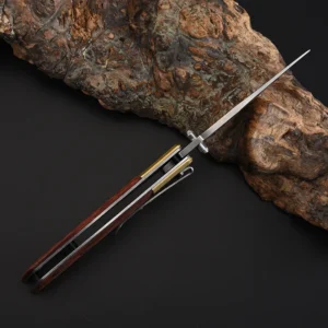 Hot Selling Golden Steel Blade Camping Survival Hunting Wood Handle Knife Outdoor Camping Hunting Folding Custom Pocket Knife - product view 4