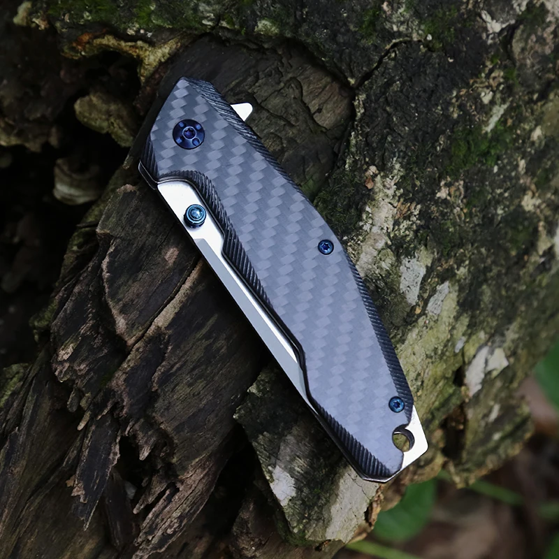 High Quality Custom Wholesale Carbon Fiber Handle Outdoor Handmade 440 Stainless Steel Pocket Knife product view 3