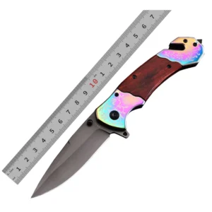 Hot Sale 2026 Unique pink Custom Outdoor Camping Pocket Couteau pliant Wood Handle product view 1