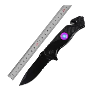 Custom Badges Hoja Folding EDC Knife with Black Aluminum Handle for Camping DIY Grade Venta al por mayor product view 1