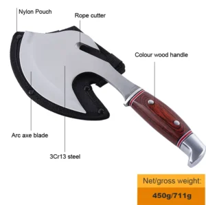 Camping Handmade Colorful Wooden Handle Portable Multi Functional Outdoor Hunting Survival Camping Wooden Axe Tools in Stock - product view 2