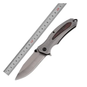 Steel and Wood Handle Folding Pocket Knife - F84 - product view 1