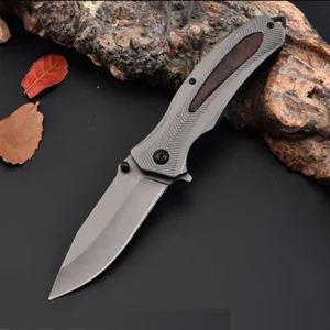 Steel and Wood Handle Folding Pocket Knife - F84 - product view 2