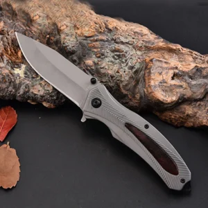 Steel and Wood Handle Folding Pocket Knife - F84 - product view 3