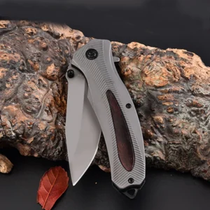 Steel and Wood Handle Folding Pocket Knife - F84 - product view 4