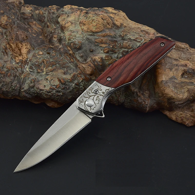 Handmade Folding Pocket Outdoor Wood Damascus Knife Camping product view 2