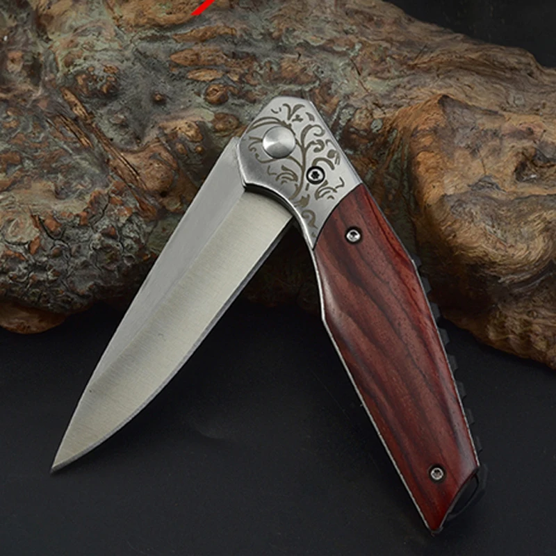 Handmade Folding Pocket Outdoor Wood Damascus Knife Camping product view 3