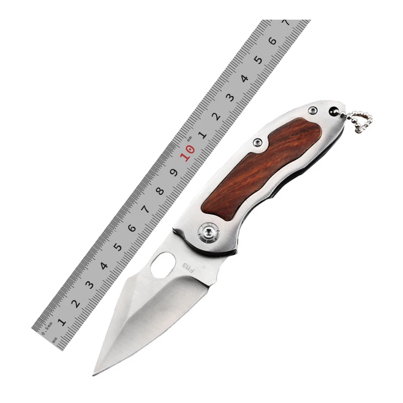 Custom Wood Steel Tool Small Mini EDC Folding Pocket Knife Keychain product view 1