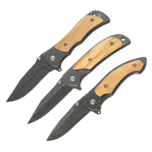 Hot Wholesale Price Camping Survival Wooden Handle Stainless Steel Edge Outdoor Folding Pocket Hunting Camping Custom Knife