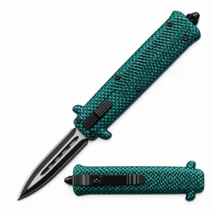 Deep Teal Diamond-Lattice 7-Inch OTF Knife