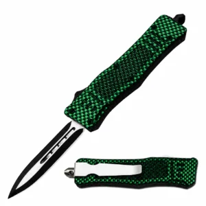 Emerald Basket-Weave Spear-Point OTF Knife