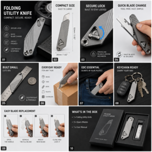 SK5 folding utility knife dimensions lock blade change uses and packaging overview