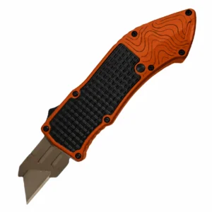 Burnt Orange Topographic Utility OTF Knife