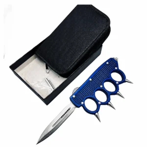 Cobalt Blue Micro-Diamond Knuckle OTF Knife