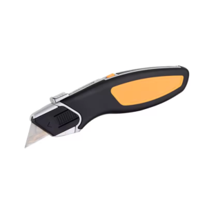 Curved-Handle Auto-Retracting Trapezoid-Blade Knife