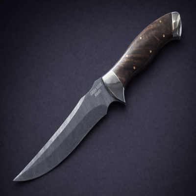 Wood Handle Damascus steel Fixed Bıçak Hunting Knife — TK-FB-0088