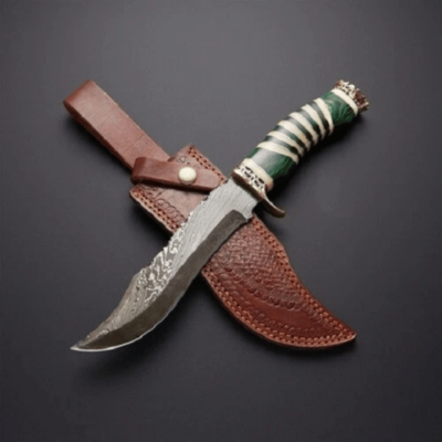 Resin Handle Damascus steel Fixed Blade Hunting Knife — TK-FB-0221