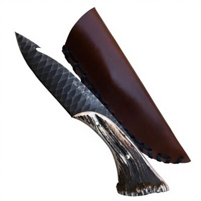 Coltello bushcraft a lama fissa in acciaio ad alto tenore di carbonio con manico in corno — TK-FB-0257