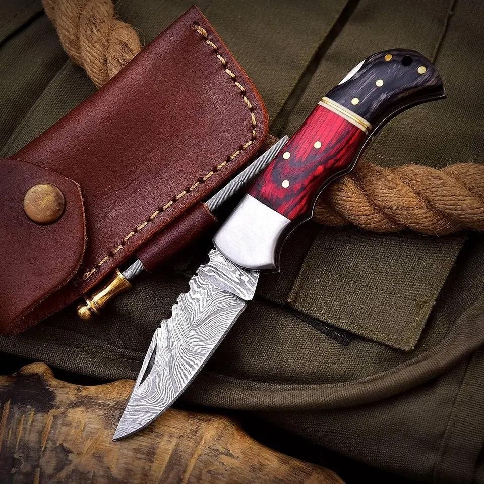 Resin Handle Damascus steel Fixed Blade Hunting Knife — TK-FB-0272