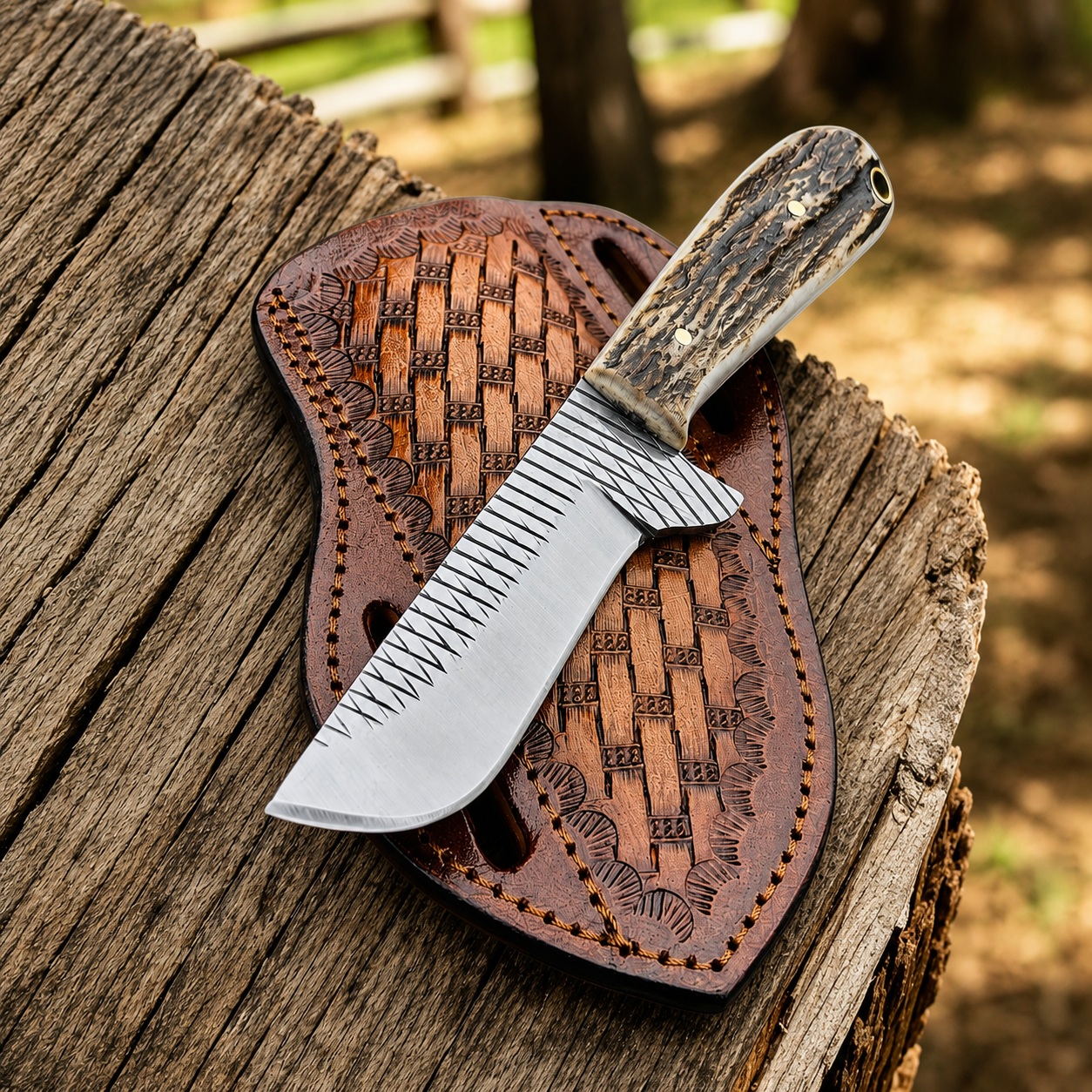 Antler Handle Stainless steel Fixed Клинок Hunting Knife — TK-FB-0370