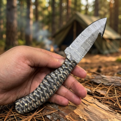 Coltello da caccia a lama fissa in acciaio Damasco — TK-FB-0385