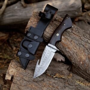 Wood Handle Damascus steel Fixed Blade Hunting Knife — TK-FB-0565