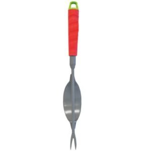 Inline-Fulcrum Fork Weeder with Long Ribbed Handle