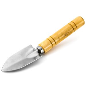 Pointed Hand Trowel with Grooved Wooden Handle