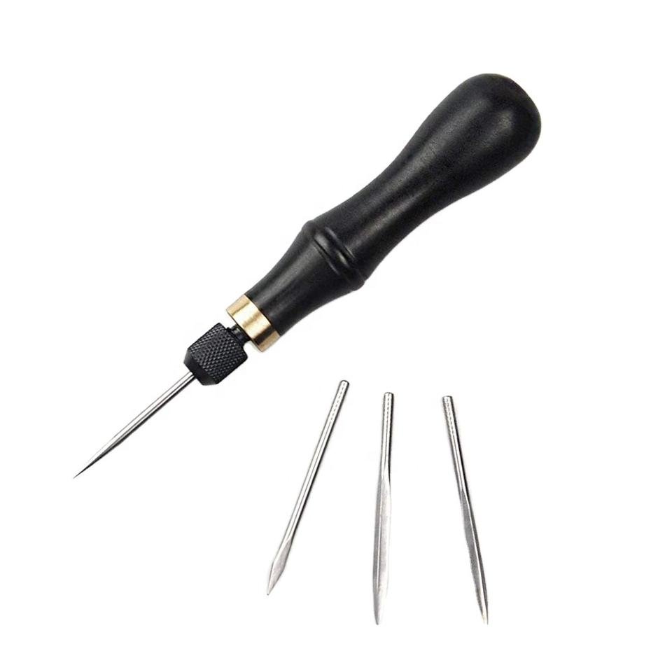 Interchangeable-Point Leather Stitching Awl showing the actual tool structure