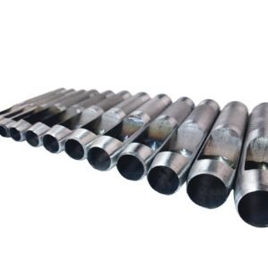 Hollow metal leathercraft punches with knurled shafts and side openings