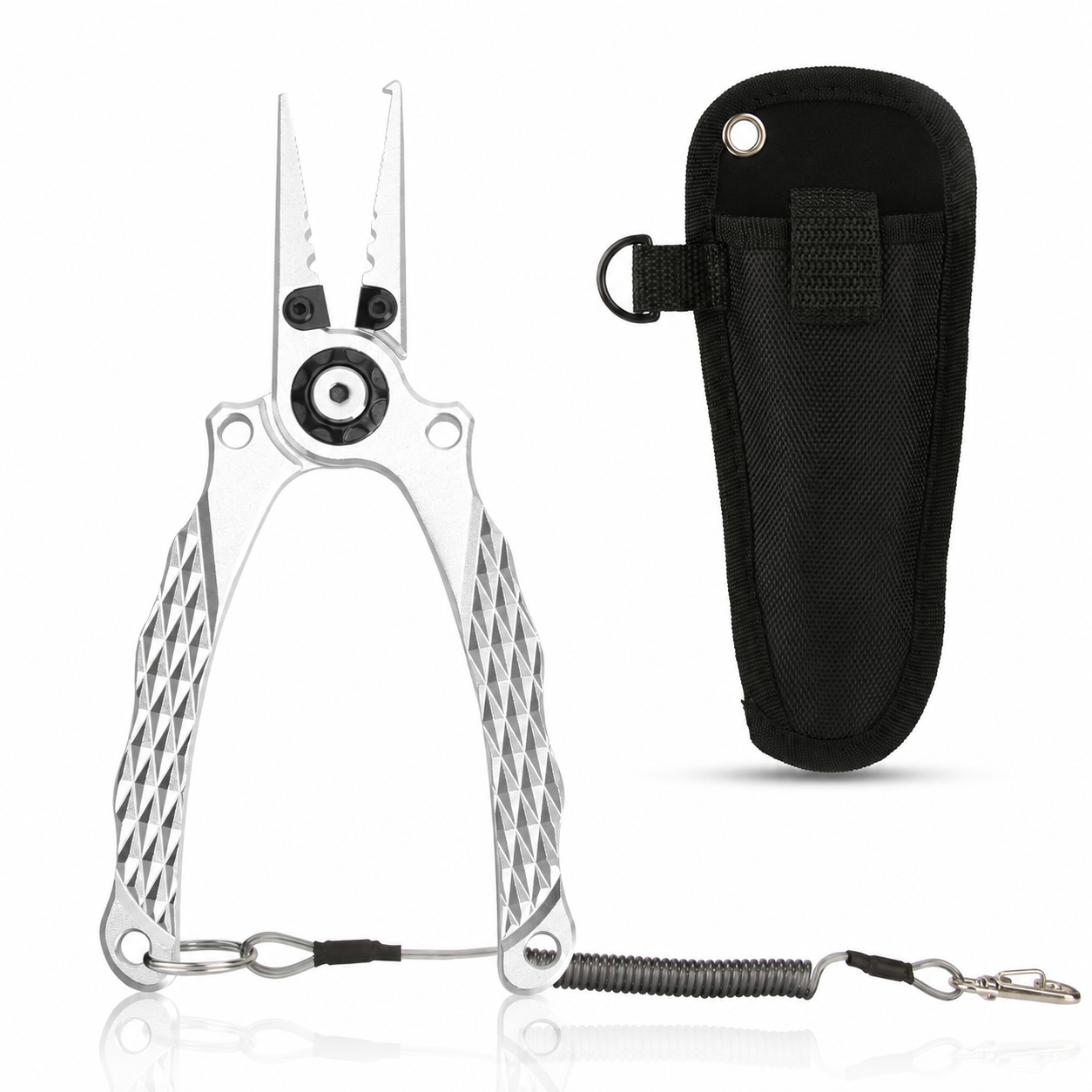 Machined-Handle Split-Ring Fishing Pliers shown with its actual working structure
