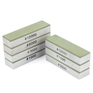 Green and light-gray resin diamond sharpening blocks showing1000,3000,6000 and12000 grit labels