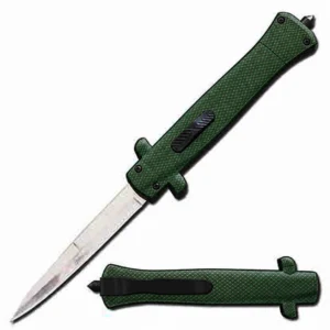 Forest Green Crosshatch Guarded Stiletto OTF Knife