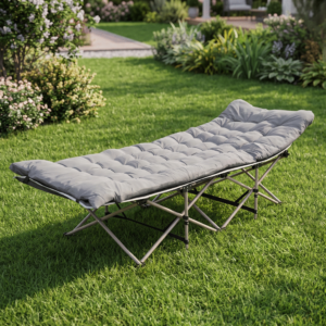Reclining Steel-Frame Camping Cot